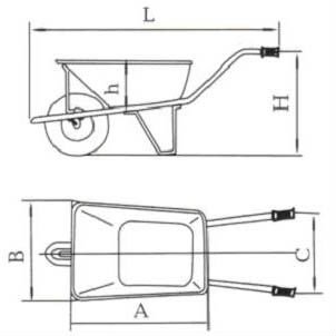 projeto do carrinho de mão do carrinho de mão de roda WB6414TS da construção da construção